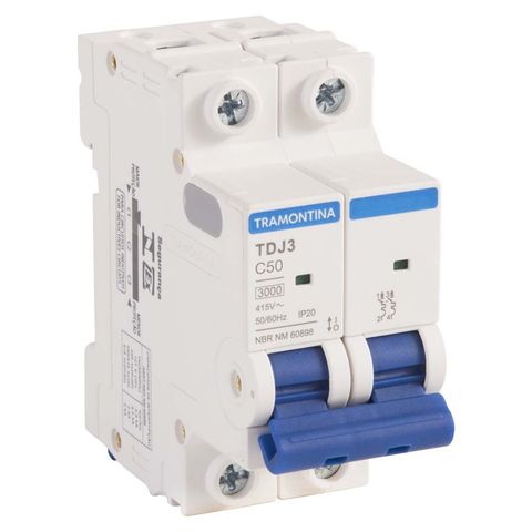 Disjuntor 50 Amperes 2 Polos Curva C TDJ3 Tramontina - 58012/110 - 58012/110