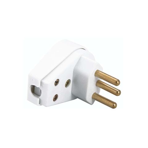 Plug Macho Angular Tramontina 3 Pinos Redondo 10 Amperes Branco - 57402/010 - Unitário - 57402/010
