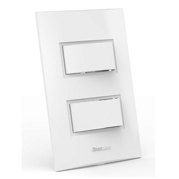 Interruptor 2 Simples 10A 250V com Espelho 4x2 Unitário Beleze Enerbras - 1407-ES - 1407-ES