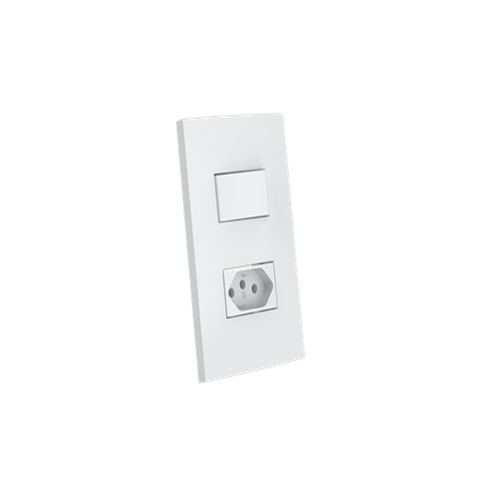 Interruptor 1 Simples Enerbras Dubai com 1 Tomada 10A + Espelho 4x2 Branco - 5409-ESN - 5409-ESN