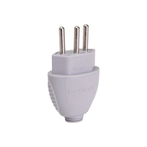 Plug Macho Legrand Daneva 3 Pinos Redondo 10 Amperes Branco - DN1596 - Unitário - DN1596