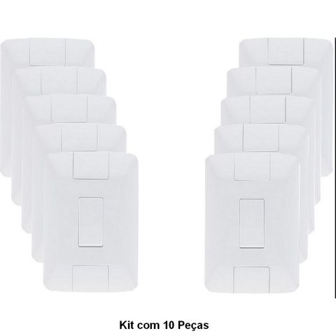 Kit com 10 Peças Interruptor 1 Simples 6A Tramontina Aria 57241/001 com Espelho 4x2 Branco - 57241/001 KIT C/10 PEÇA
