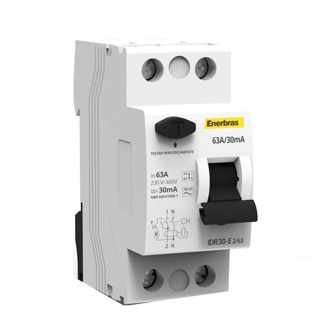 Interruptor Diferencial DR Bipolar 63A 30mA Enerbras - IDR30-E2/63 - IDR30-E2/63