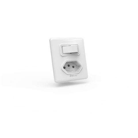 Interruptor 1 Simples 10A 309-ESN Tomada + Espelho 2x2 Enerbras - 309-ESN