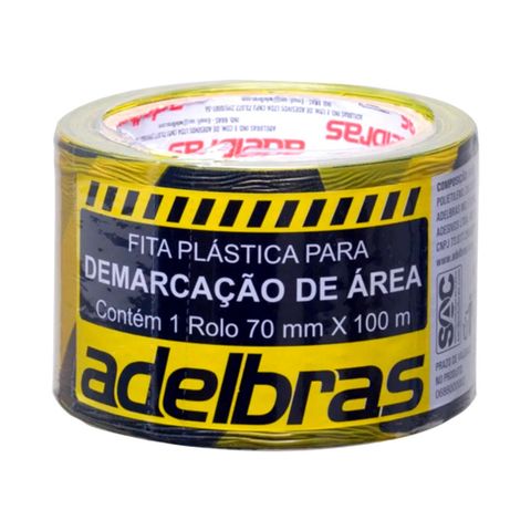 Fita Zebrada Adelbras 100 Metros 7 Centímetros Amarelo e Preto Unitário - 0686000002 - 0686000002