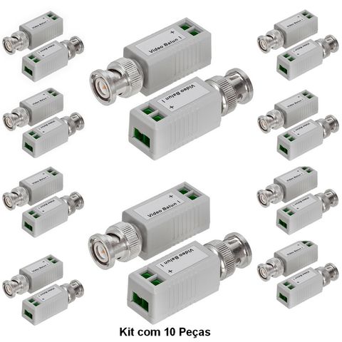 KIT com 10 Pares Vídeo Balun Passivo HD e Full HD Multilaser - SE123 - 350 Metros sem Rabicho - SE123