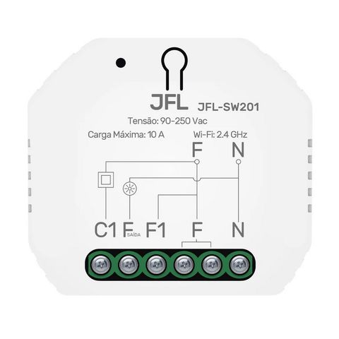 Módulo Automação Inteligente Wi-Fi Smart 1 Canal 10A JFL - JFL-SW-201 - JFL-SW-201