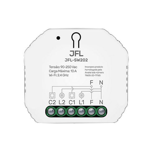 Módulo Automação Inteligente Wi-Fi Smart 2 Canais 10A JFL - JFL-SW-202 - JFL-SW-202