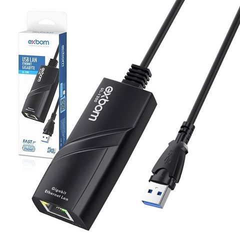 Adaptador USB 3.0 A-Macho - Rede RJ45 10/100/1000 Exbom - UL-1200 - 4167 - 4167 - UL-1200