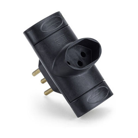 Adaptador Tomada T 3 Tomadas 3 Pinos 10A Preto Force Line - 0180100012 - 0180100012