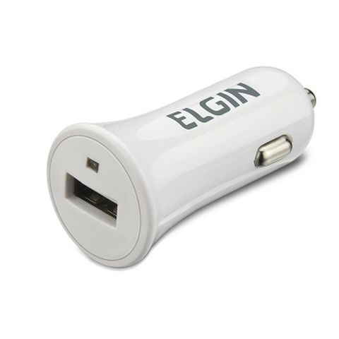 Carregador de Celular Veicular com 1 Porta USB 1.0A Branco - Elgin - 46RCV1USB000 - 46RCV1USB000