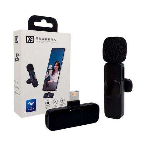 Microfone de Lapela sem Fio para Smartphone Lightning/Iphone Preto - K9 - IP-F1-A - IP-F4