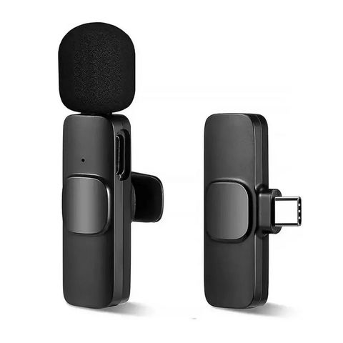 Microfone de Lapela Duplo sem Fio para Smartphone Type-C Preto - K9 - TC-F3 - TC-F3