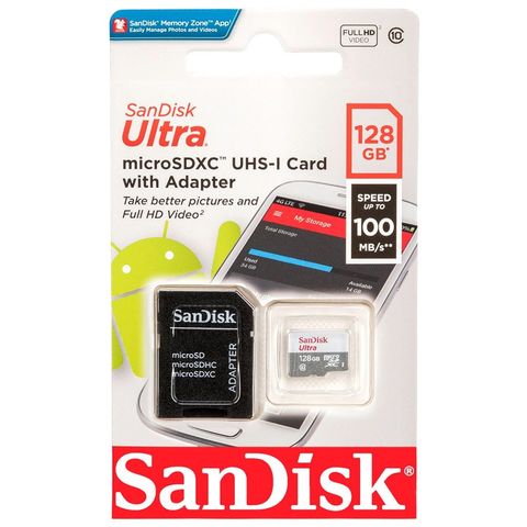 Cartão de Memória Sandisk 128 GB Micro SDXC Classe 10 Ultra - SDSQUNR-128G-GN3MA - SDSQUNR-128G-GN3MA