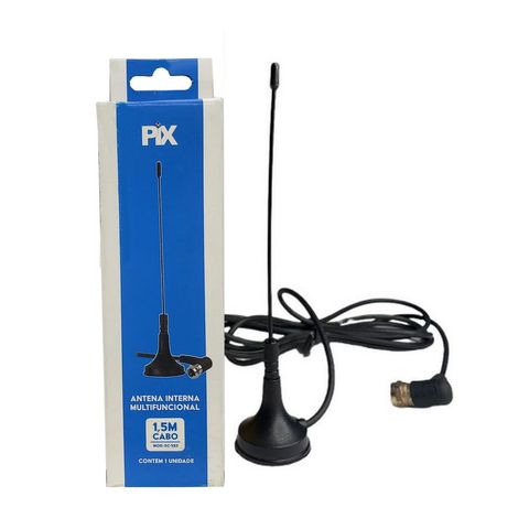 Antena Interna para TV 4 em 1 HDTV Digital/UHF/VHF/FM Base com Imã - PIX - 008-9523 - 008-9520