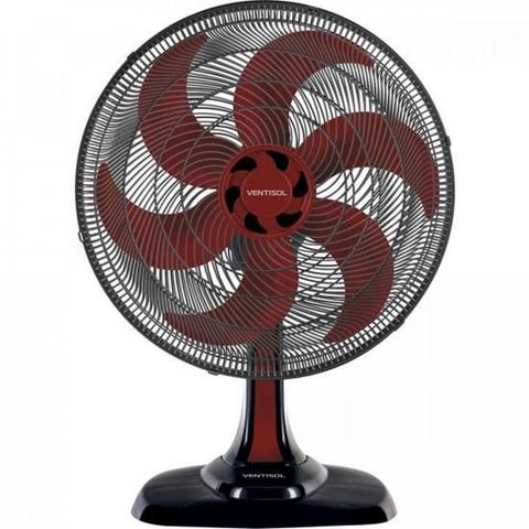 Ventilador de Mesa Ventisol 50CM 127 Volts 135 Watts 6 Pás Preto/Vermelho - 10030 - 10030