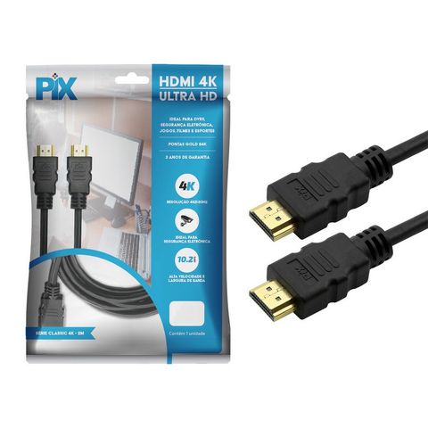 Cabo HDMI Macho x Macho 1.4 3D 15 Pinos Gold Basic Ultra HD 3,0 Metros PIX - 018-0314 - 018-0314