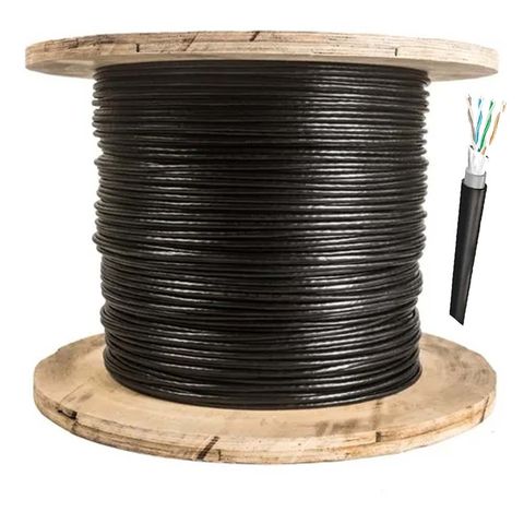 Cabo CFTV Dupla Capa Blindado 24AWG Telecam Cabos 4 Pares Preto 210800801 - Bobina com 300 Metros - 210800801