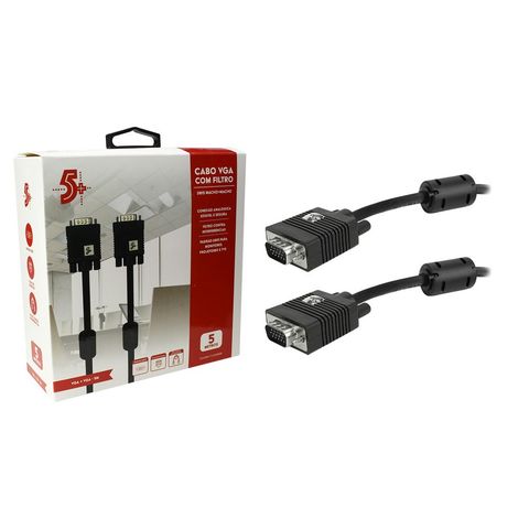 Cabo VGA Macho x Macho com Filtro 5,0 Metros 5+ - 018-9574 - 018-9574