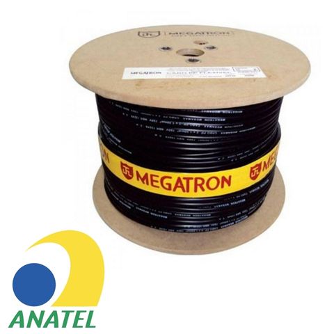 Cabo de Rede Dupla Capa Blindado 24AWG Megatron Cat.5E 4 Pares Preto 2546 Bobina com 500 Metros - 100% Cobre Homologado ANATEL - 2546