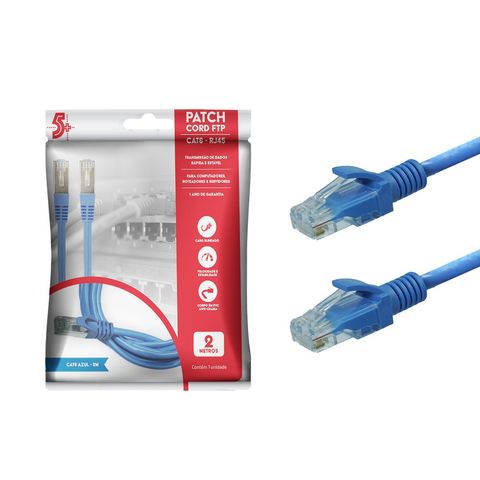 Cabo Patch Cord Cat.6 FTP 2,0 Metros Blindado Azul 5+ 018-1087 - 018-1087