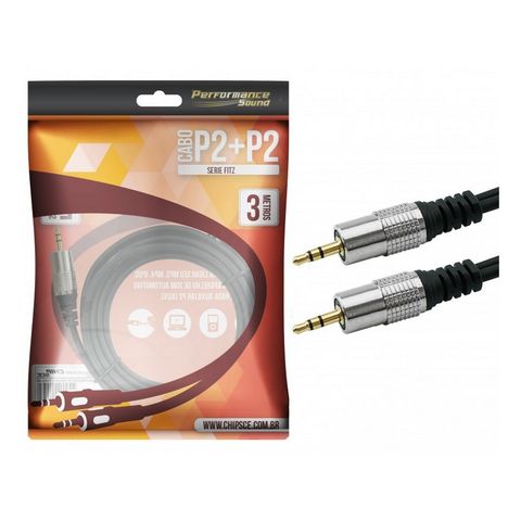 Cabo P2 Performance Sound P2-Macho - P2-Macho Estéreo 3,0 Metros Metal Fitz - 018-0723 - 018-0723