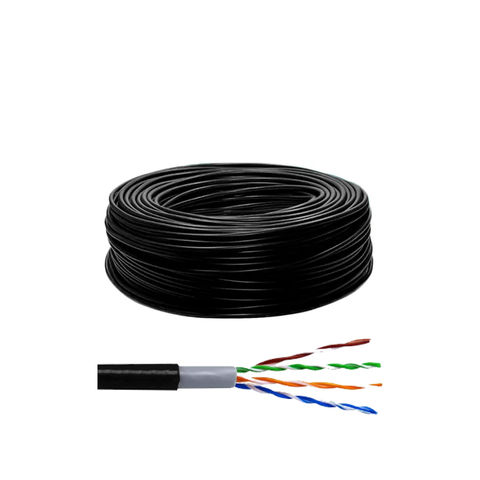 Cabo CFTV Dupla Capa 24AWG Telecam Cabos 4 Pares Preto 210800704 - Caixa com 100 Metros - 210800704