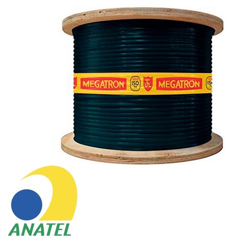 Cabo de Rede Dupla Capa Blindado 24AWG Megatron Cat.5E 4 Pares Preto 2545 Bobina com 305 Metros - 100% Cobre Homologado ANATEL - 2545