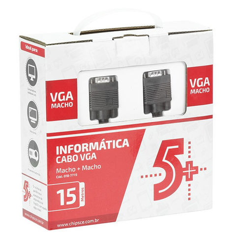 Cabo VGA Macho x Macho com Filtro 15,0 Metros 5+ - 018-7715 - 018-7715