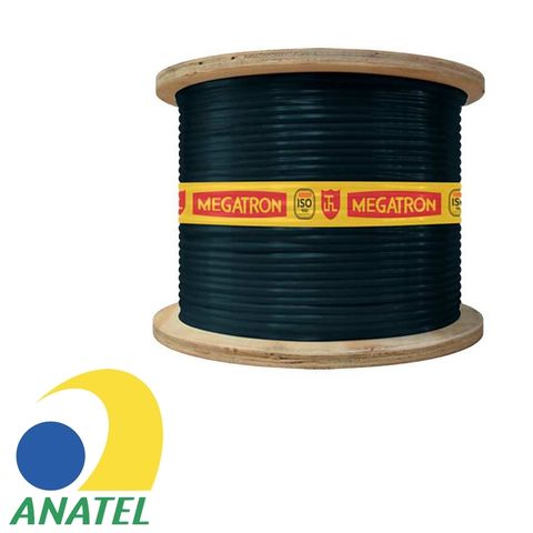 Cabo de Rede Dupla Capa 24AWG Megatron Cat.5E 4 Pares Preto 2538 Bobina 305 Metros - 100% Cobre Homologado ANATEL - 2538