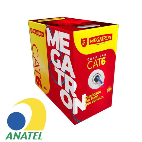 Cabo de Rede 23AWG Megatron Cat.6 4 Pares Azul - 2387 - Caixa com 305 Metros - 100% Cobre Homologado ANATEL - 2387