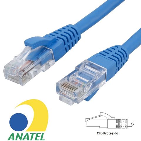 Cabo Patch Cord Cat.5E 10,0 Metros Azul Seccon SecLan CY-5128-CAT5E-10M-BL - Homologado ANATEL - CY-5128-CAT5E-10M-BL