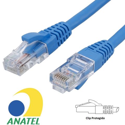 Cabo Patch Cord Cat.5E 20,0 Metros Azul Seccon SecLan CY-5128-CAT5E-20M-BL - Homologado ANATEL - CY-5128-CAT5E-20M-BL