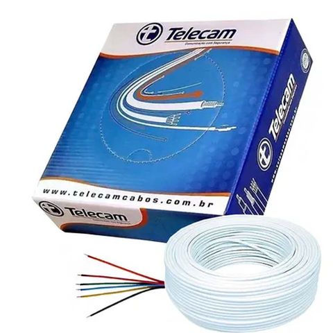 Cabo para Alarme CA 6 Vias Branco 0,50mm Telecam - 200103501- Caixa com 100 Metros - 200103501