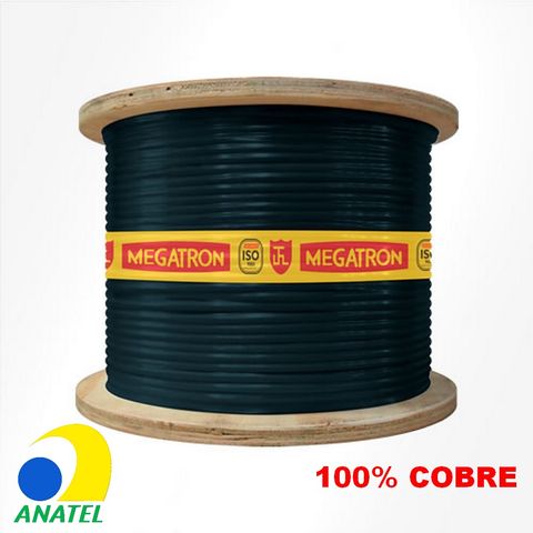 Cabo de Rede Dupla Capa Blindado 24AWG Megatron Cat.5E 4 Pares Preto 2541 Bobina com 1000 Metros - 100% Cobre Homologado ANATEL - 2541