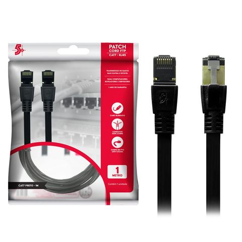 Cabo Patch Cord Cat.7 FTP 600 MHz 10 Gbps 1 Metro Preto 5+ 018-0620 - 018-0620