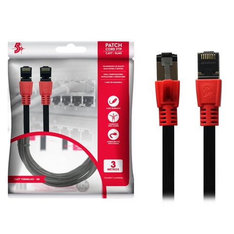 Cabo Patch Cord Cat.7 FTP 600 MHz 10 Gbps 3 Metro Preto 5+ 018-0620 - 018-0621