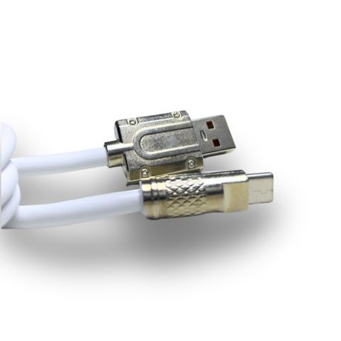 Cabo USB A-Macho - Type-C 1 Metro 5A Blindado Branco X-Cell - XC-CD-118-BCO - XC-CD-118-BCO