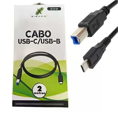 Cabo USB A-Macho - C-Macho 2,0 Metros 3.1 Preto X-Cell - XC-CI-06 - XC-CI-06