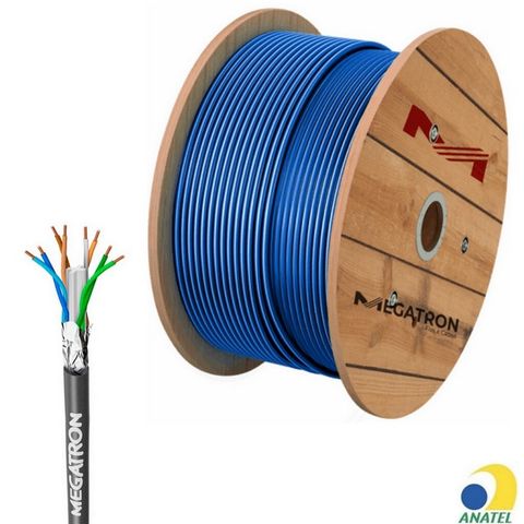 Cabo de Rede Blindado 23AWG Megatron Cat.6 4 Pares Azul 2739 Rolo com 500 Metros - 100% Cobre Homologado ANATEL - 2739