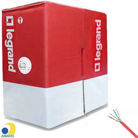 Cabo de Rede 23AWG Legrand Cat.6A LSZH 4 Pares Vermelho 63030116 Caixa com 305 Metros - 100% Cobre Homologado ANATEL - 63030116