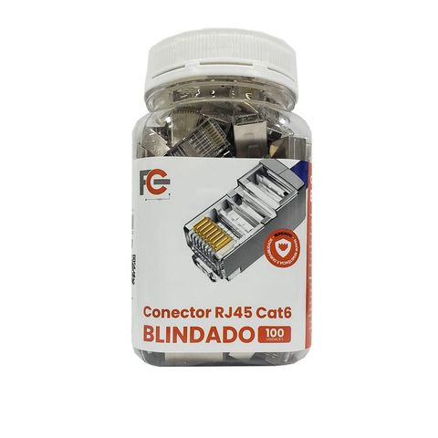 Conector RJ45 FC Fontes Macho 8x8 Cat.6 Blindado - FCRJ45BN - Pote com 100 unidades - FCRJ45BN