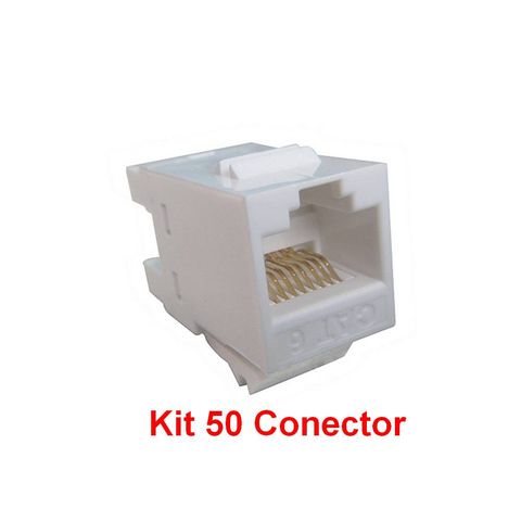 Kit 50 Conector Keystone Seccon SecLan RJ45 Fêmea Cat.6 Branco - WT-2002 - WT-2002 KIT-115299