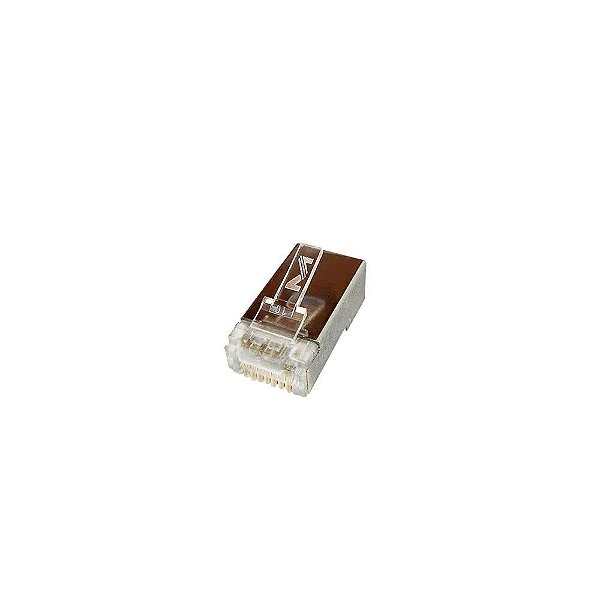 Conector RJ45 Megatron Macho 8x8 Cat.6 Blindado - 909 - Pack com 10 unidades - 909