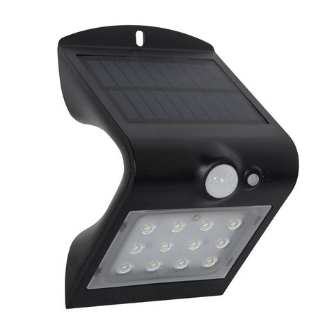 Arandela Solar Pro Led 1,5W 220lm 3000K com Sensor de Presença Preto IP65 Elgin - 48ARSOLPRO00 - 48ARSOLPRO00