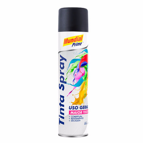 Tinta Spray Multiuso 400ml Mundial Prime Preto Fosco - AE01000103 - AE01000103