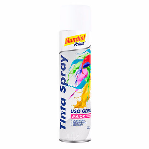 Tinta Spray Multiuso 400ml Mundial Prime Branco Fosco - AE01000094 - AE01000094