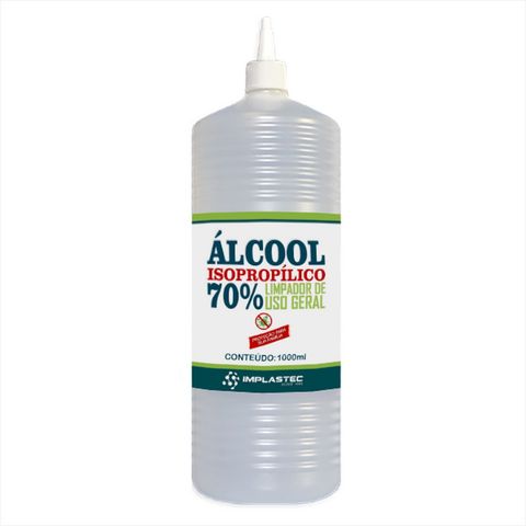 Álcool Isopropílico 70% Isopropanol 1000ml com Bico Aplicador - Implastec - PAIP70100018 - PAIP70100018