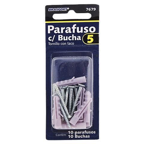 Parafuso com Bucha 5mm Brasfort Blister com 10 Parafusos e 10 Buchas - 7679 - 7679