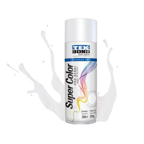 Tinta Spray Super Color Branco Fosco Uso Geral 350ml/250g - Tekbond - 23101006900 - 23101006900